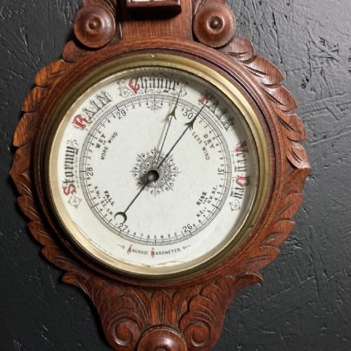 EDWARDIAN OAK BAROMETER - ADDITIONAL PHOTO 1