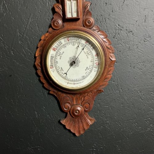 EDWARDIAN OAK BAROMETER - ADDITIONAL PHOTO 2