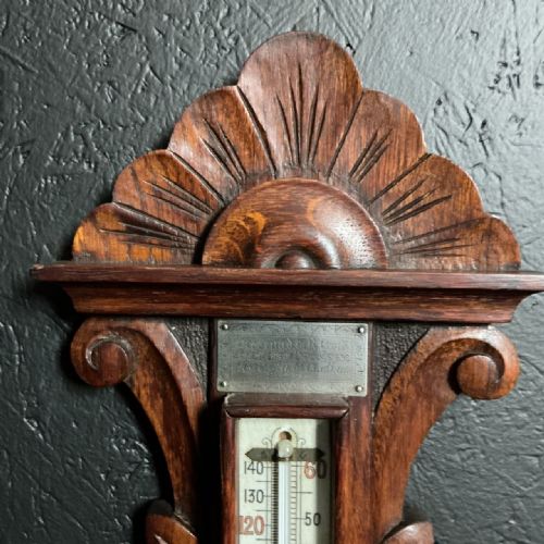 EDWARDIAN OAK BAROMETER - ADDITIONAL PHOTO 4
