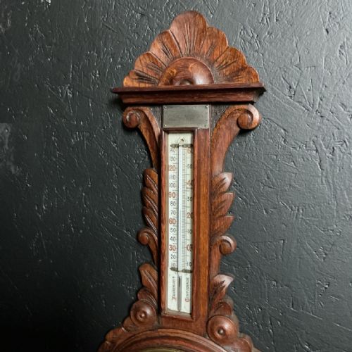 EDWARDIAN OAK BAROMETER - ADDITIONAL PHOTO 5