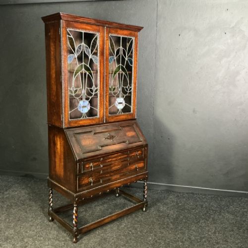 Antique Oak Bureau Bookcase