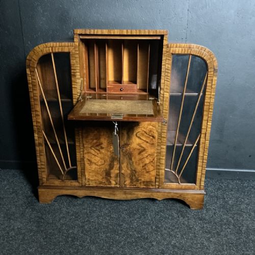 Art Deco Walnut Bureau Display