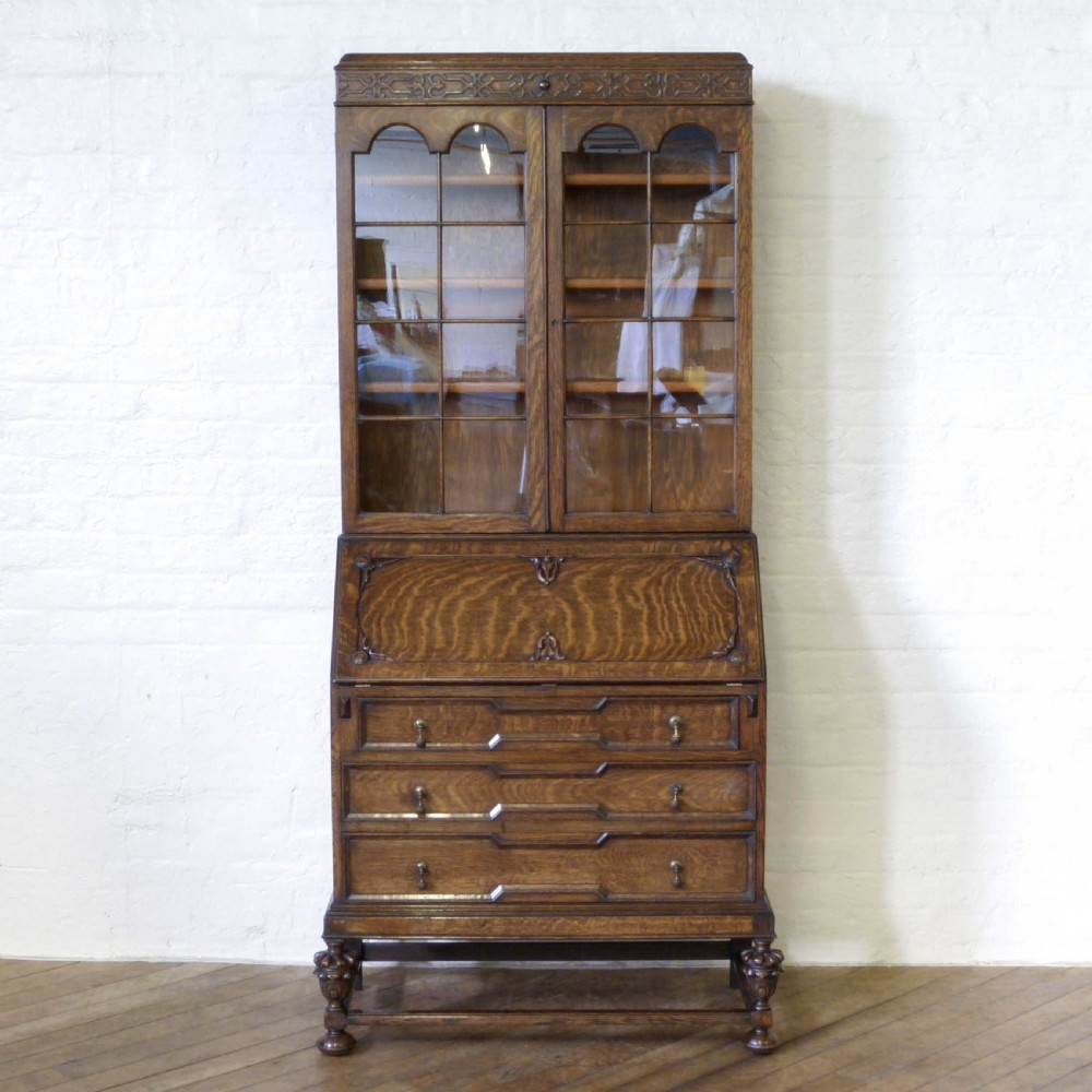 Oak Bureau Bookcase View II
