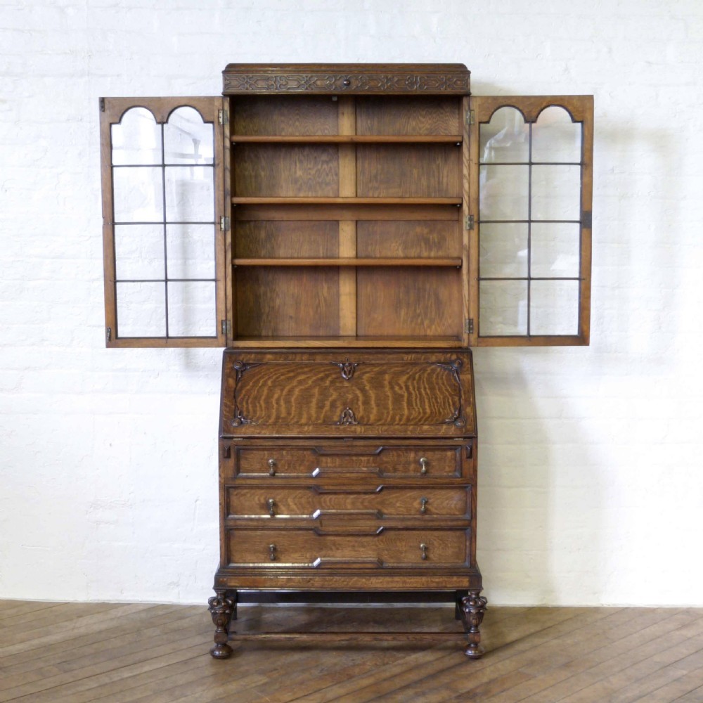 Oak Bureau Bookcase View V