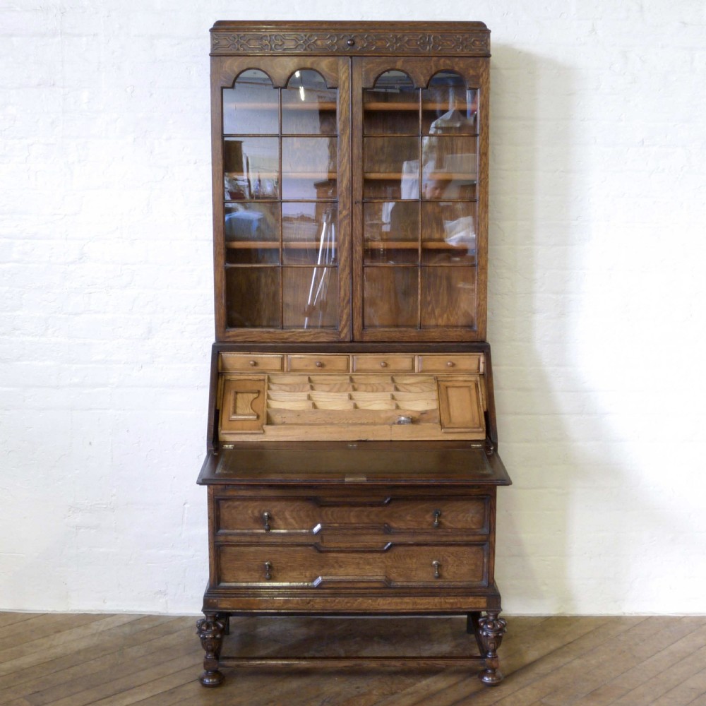 Oak Bureau Bookcase View VI