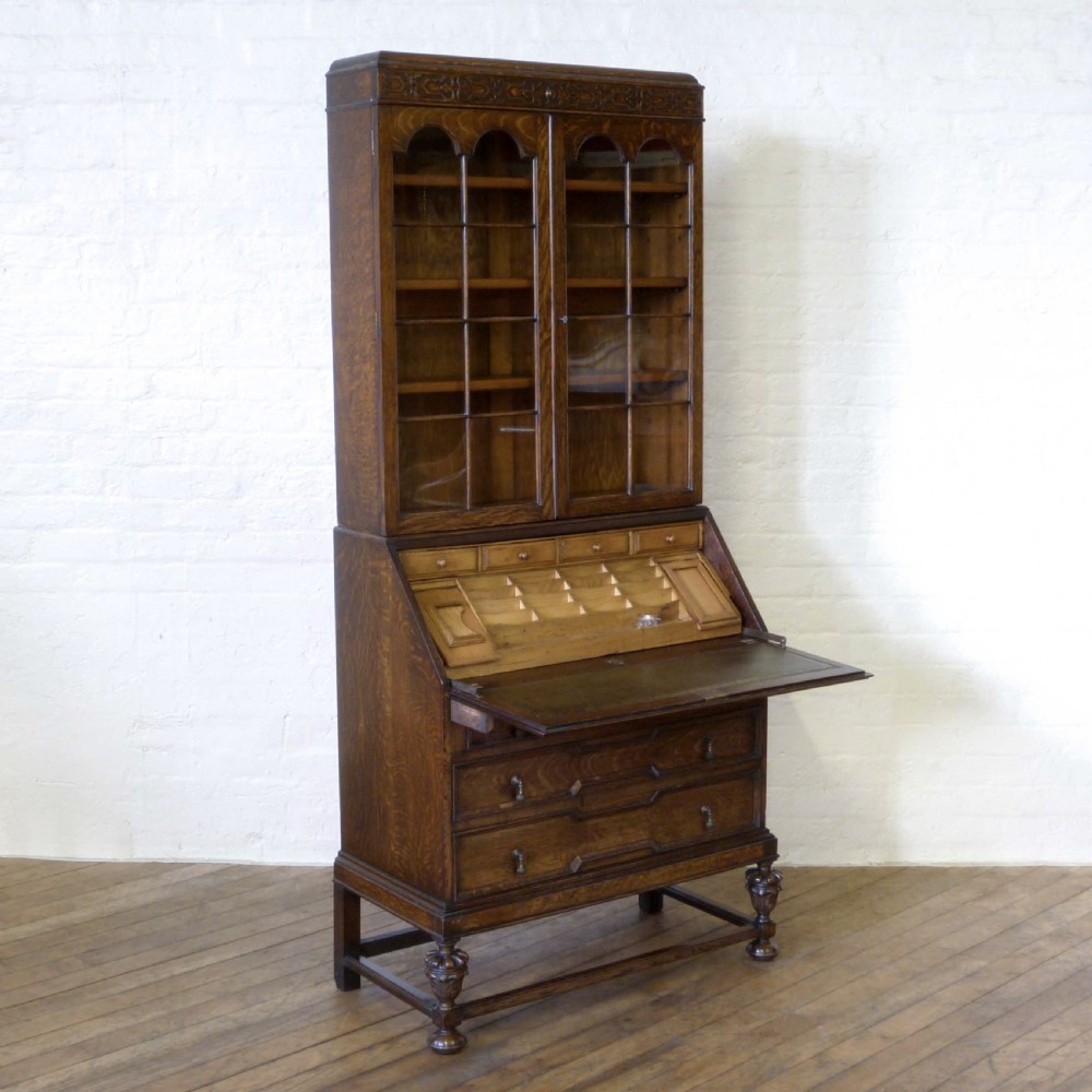 Oak Bureau Bookcase View XII