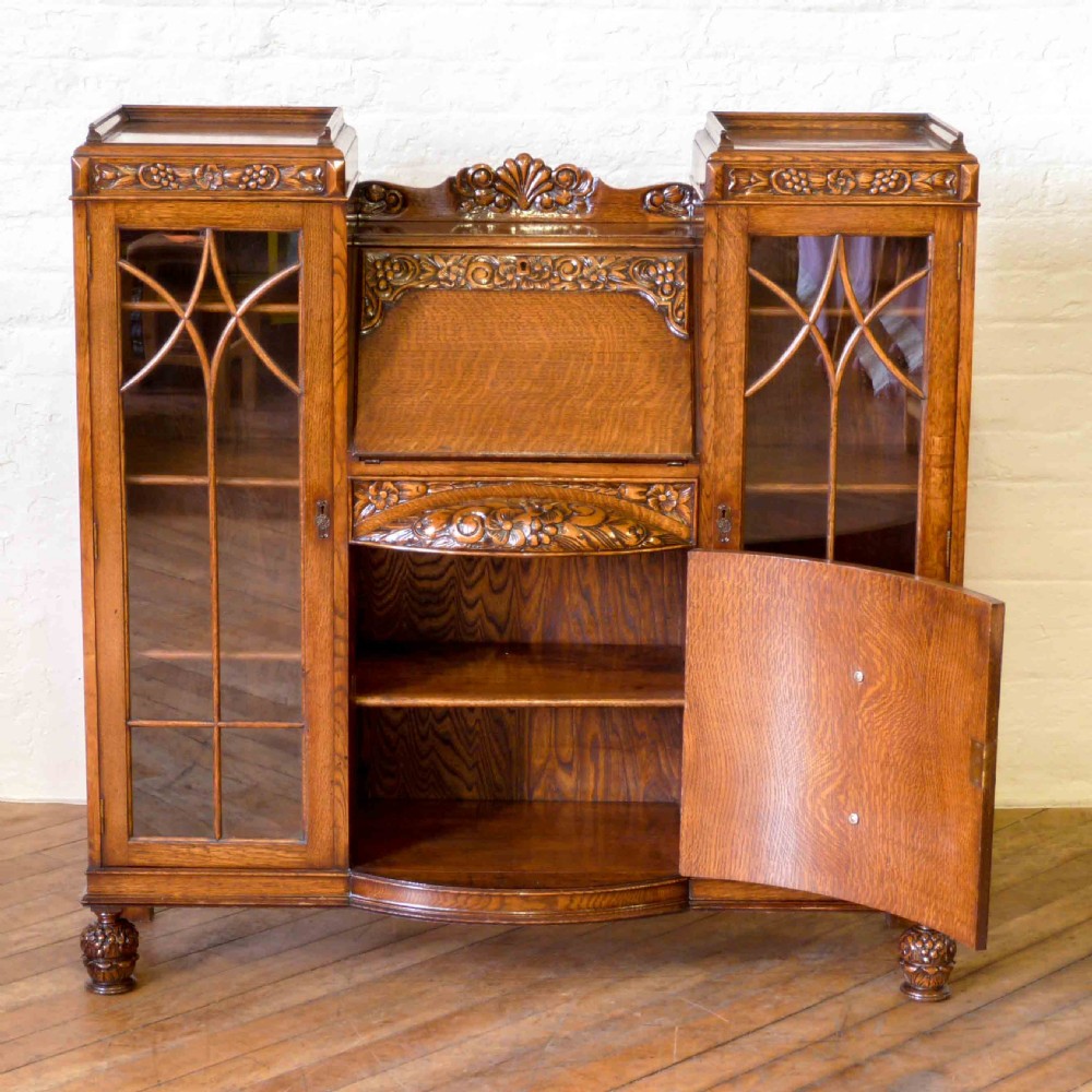 Oak Bureau Bookcase View II
