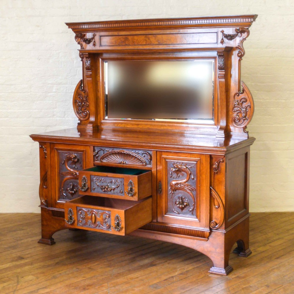 Victorian Pollard Oak Sideboard View XI