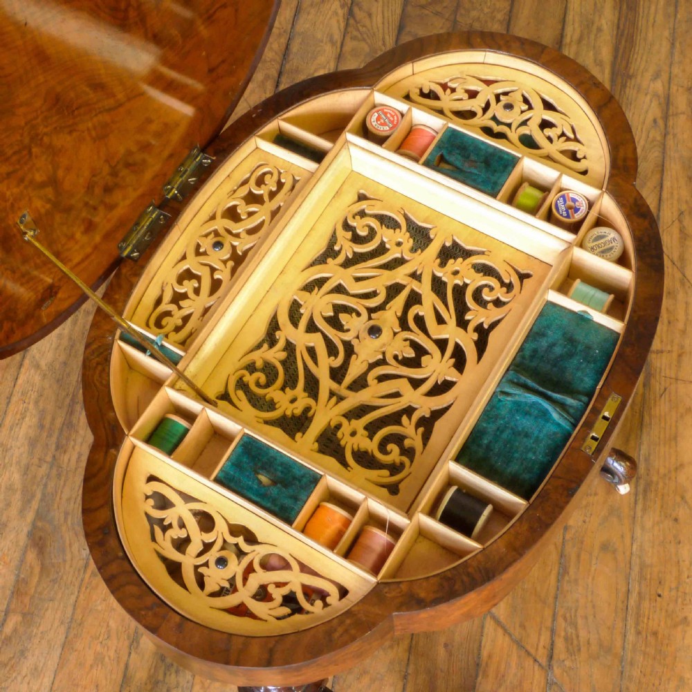 Victorian Walnut Sewing Table View IX