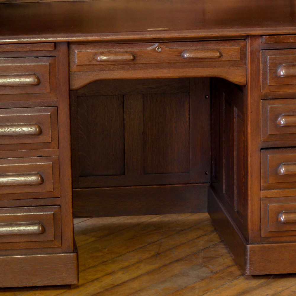 Edwardian Oak Roll Top Desk View XI