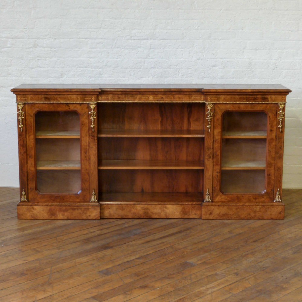 Victorian Burr Walnut Long Bookcase View III
