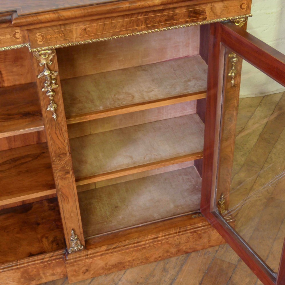 Victorian Burr Walnut Long Bookcase View V