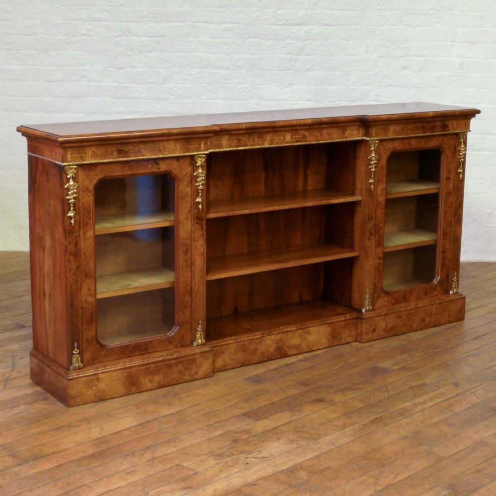 Victorian Burr Walnut Long Bookcase View X