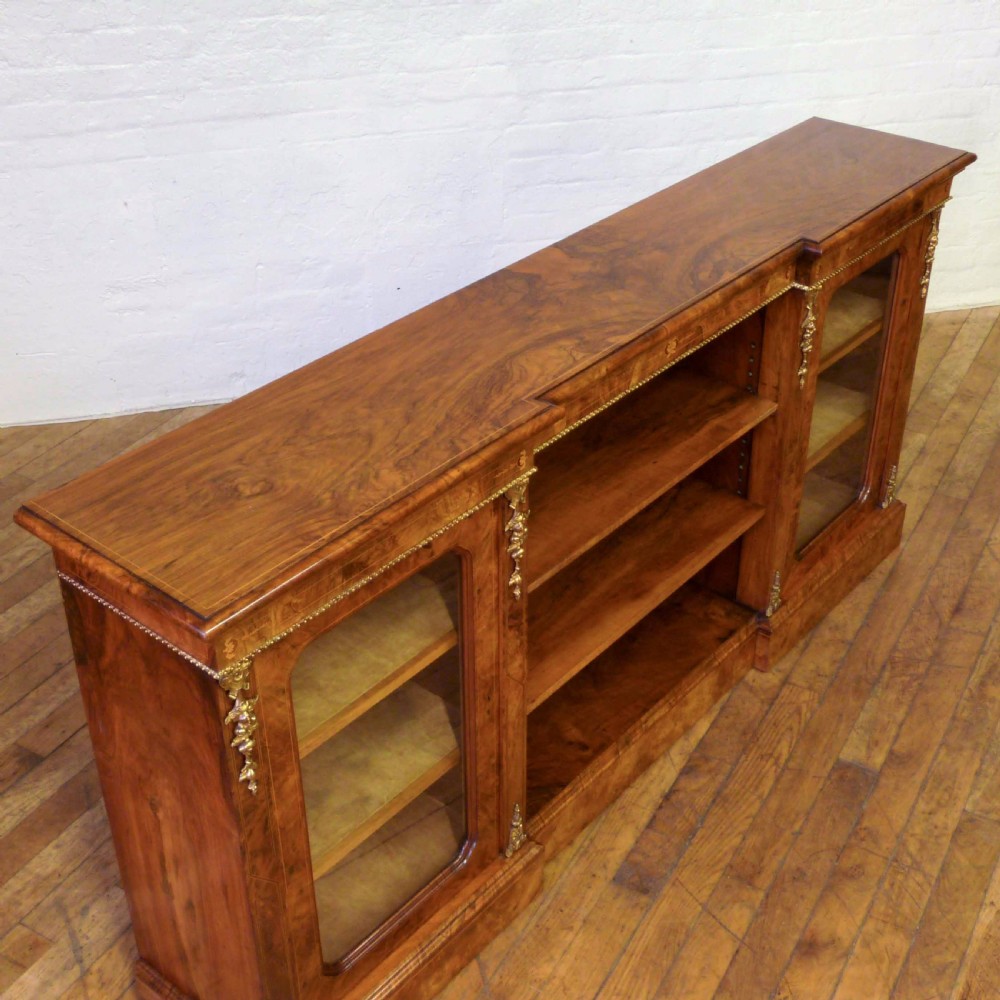 Victorian Burr Walnut Long Bookcase View XI