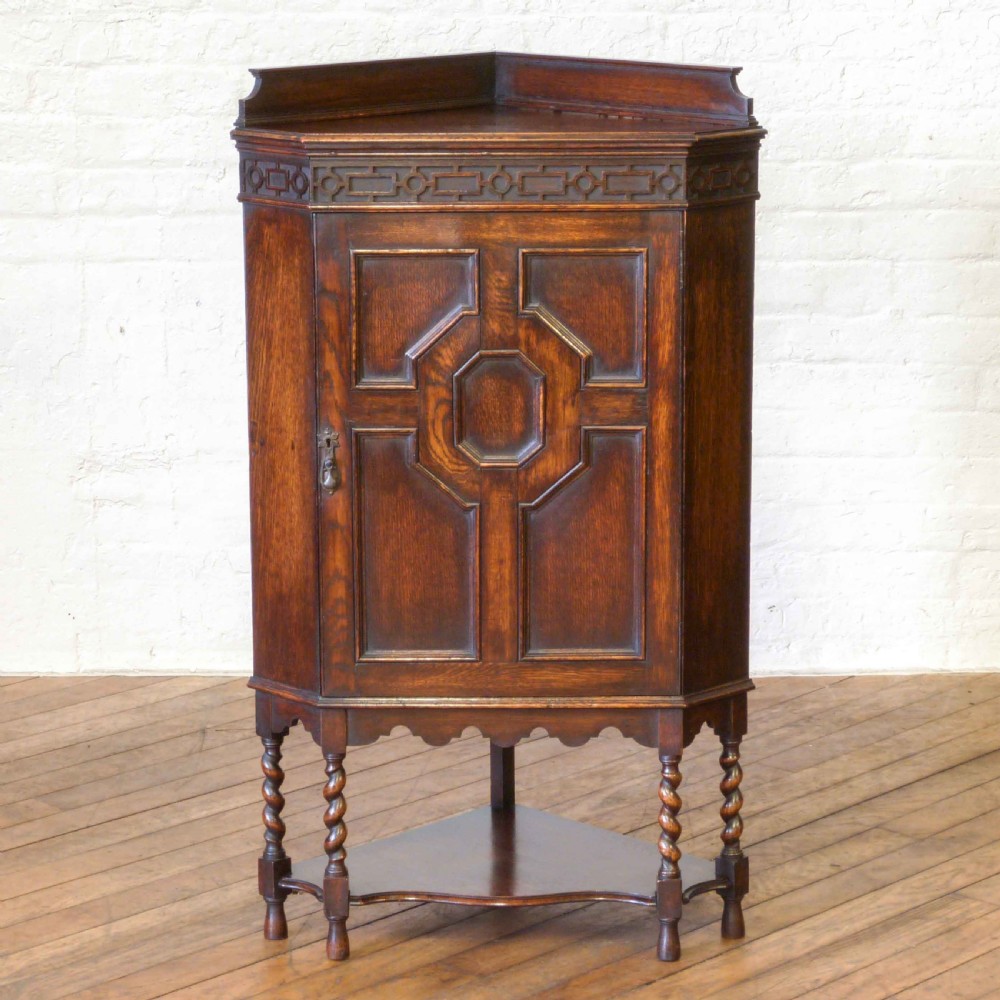 Jacobean Style Oak Corner Cupboard