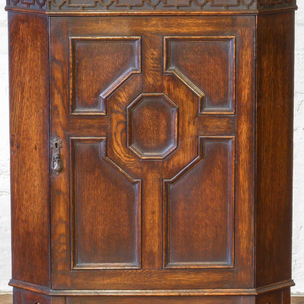 Jacobean Style Oak Corner Cupboard View XI