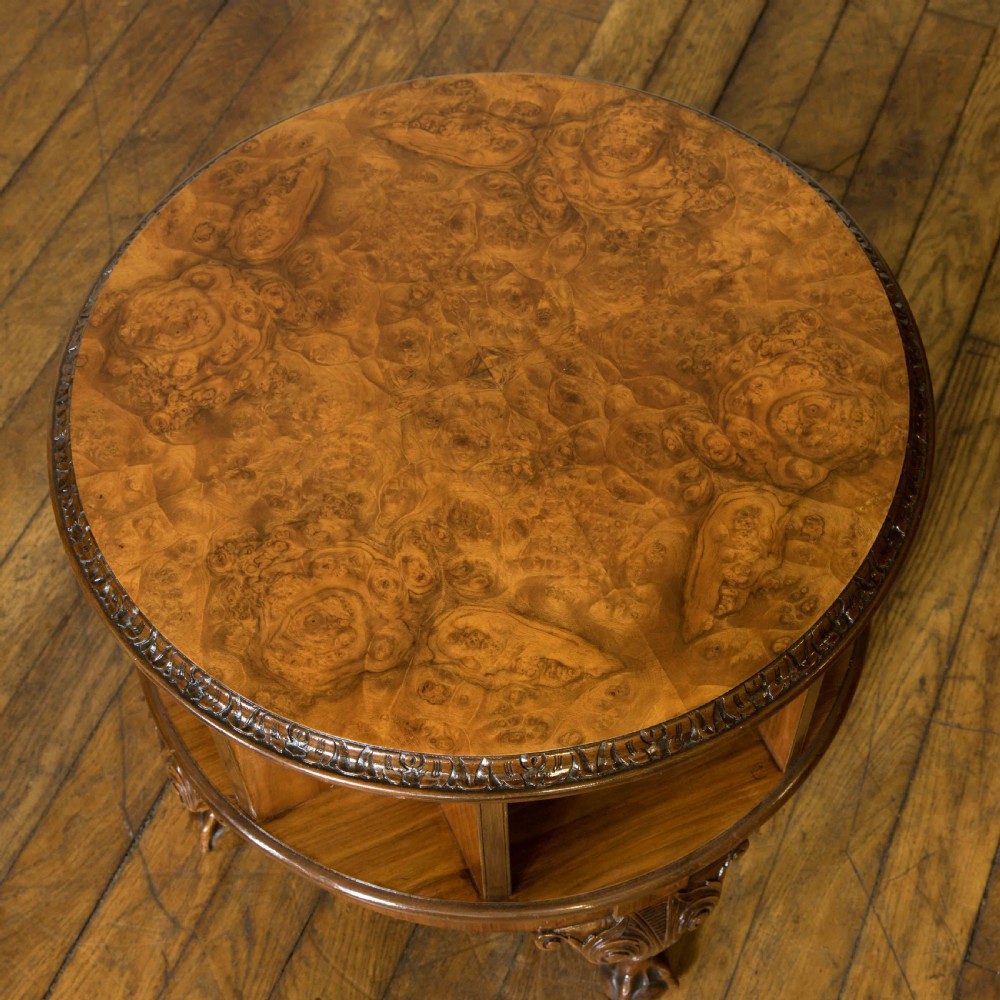 Burr Walnut Revolving Table View VII
