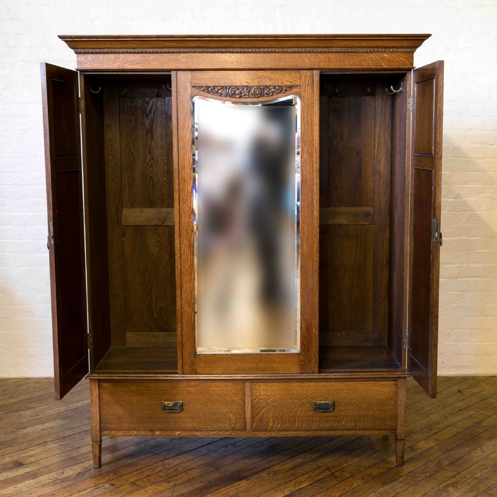 Edwardian Oak Wardrobe View II