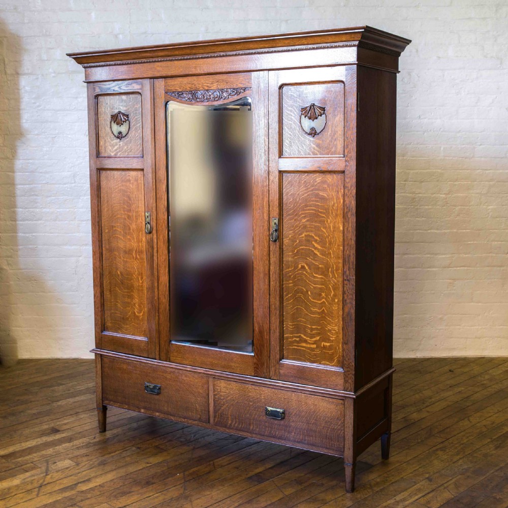 Edwardian Oak Wardrobe View IX