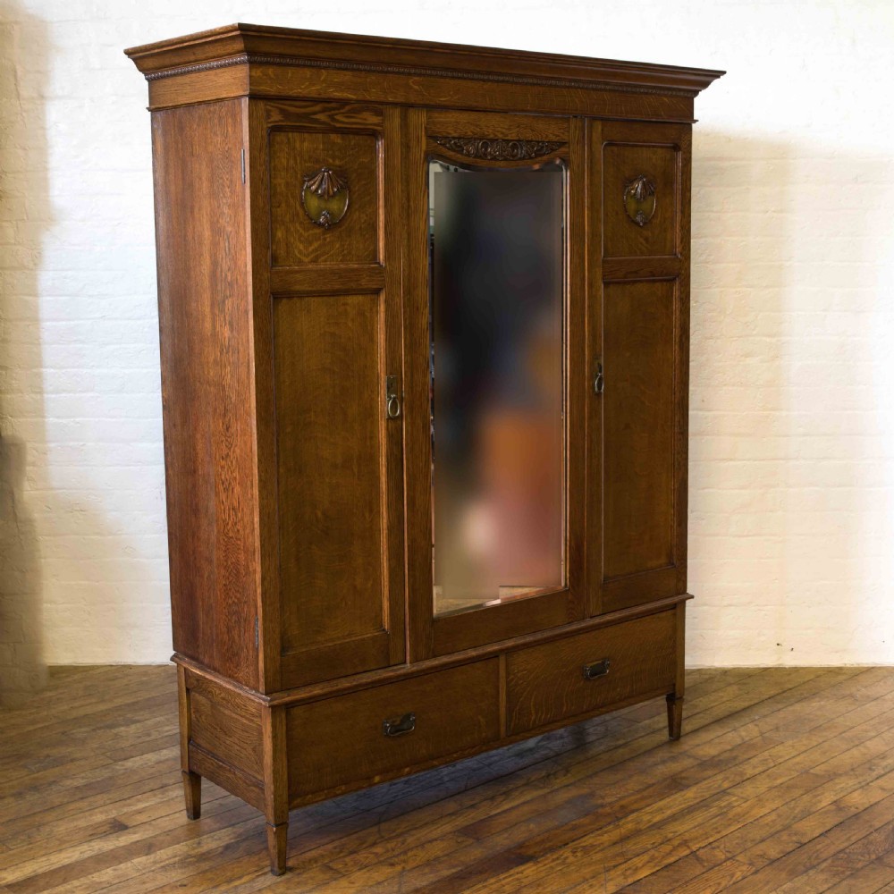 Edwardian Oak Wardrobe View XV