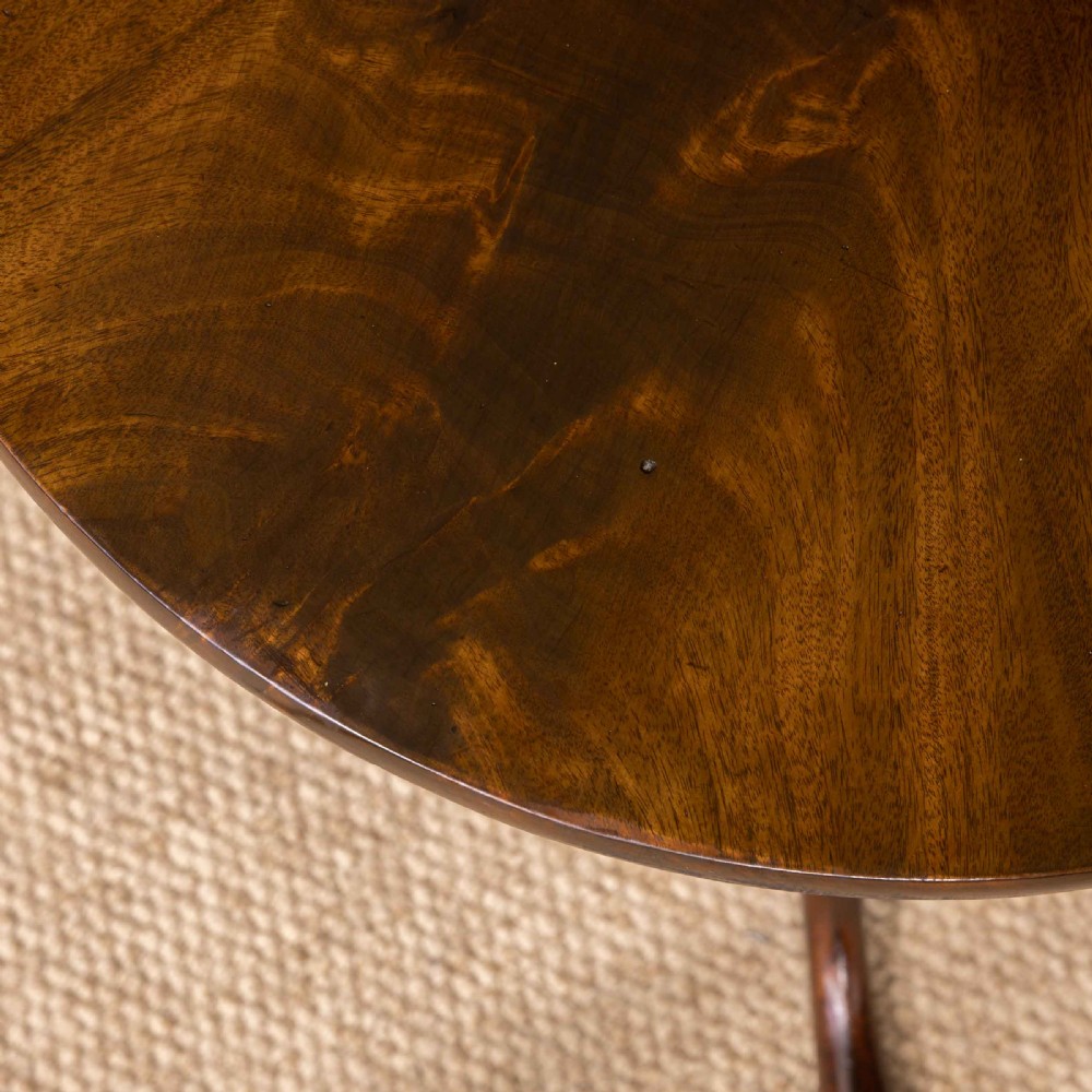 George III Mahogany Canon Barrel Column Tripod Table View VIII