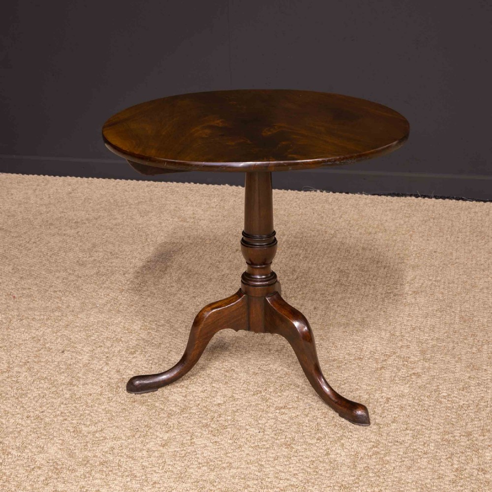 George III Mahogany Canon Barrel Column Tripod Table View IX