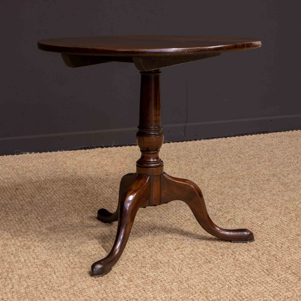 George III Mahogany Canon Barrel Column Tripod Table View X