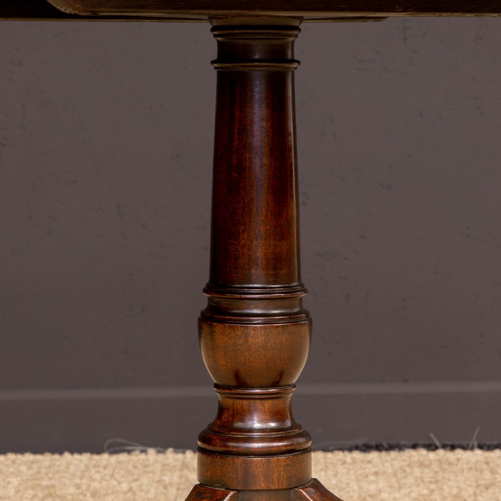 George III Mahogany Canon Barrel Column Tripod Table View XI
