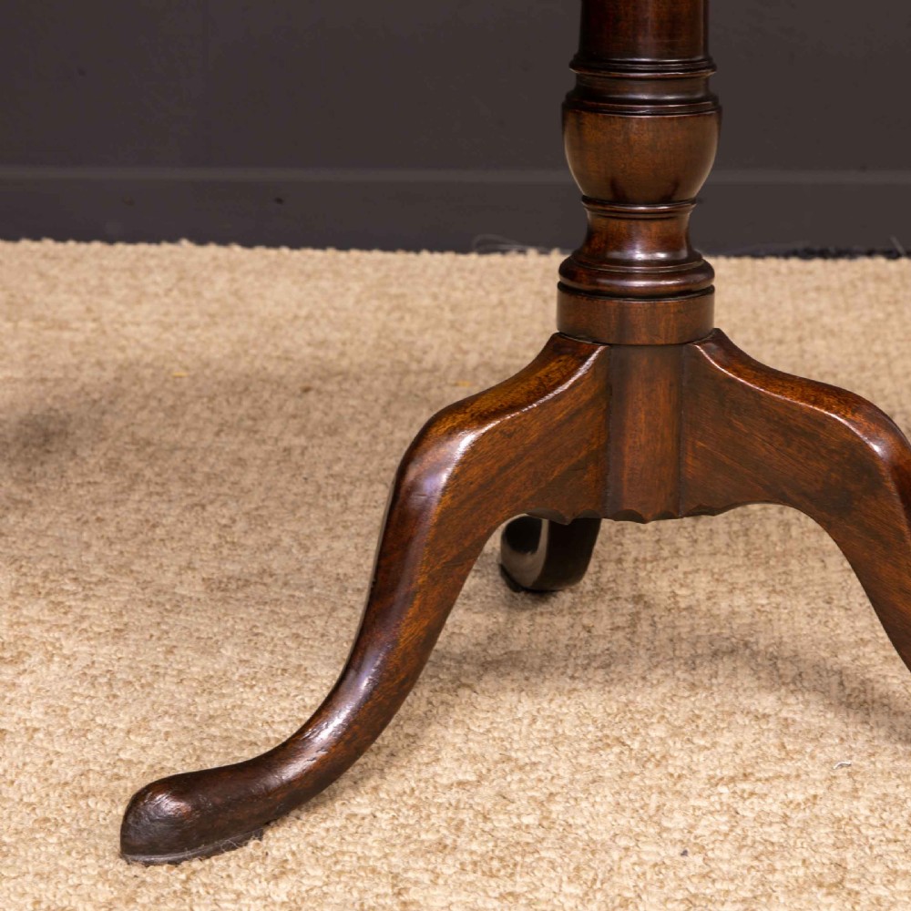 George III Mahogany Canon Barrel Column Tripod Table View XIII