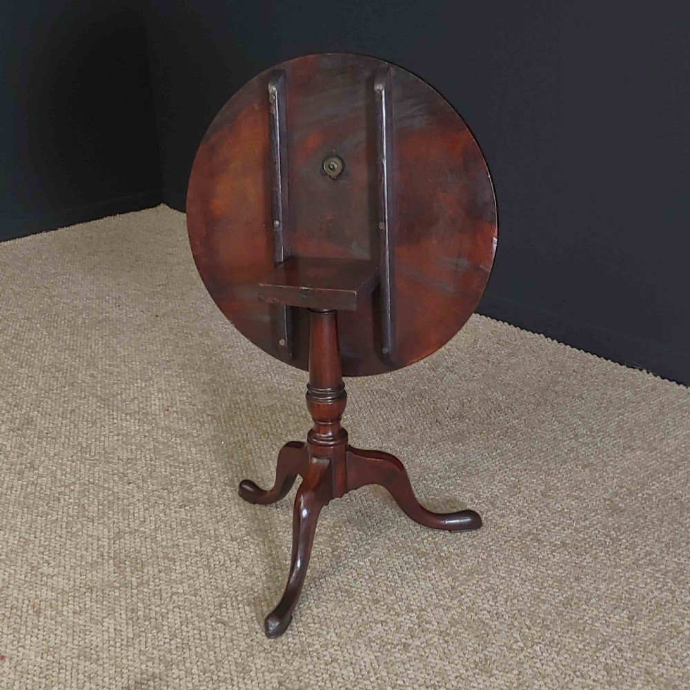 George III Mahogany Canon Barrel Column Tripod Table View XIV