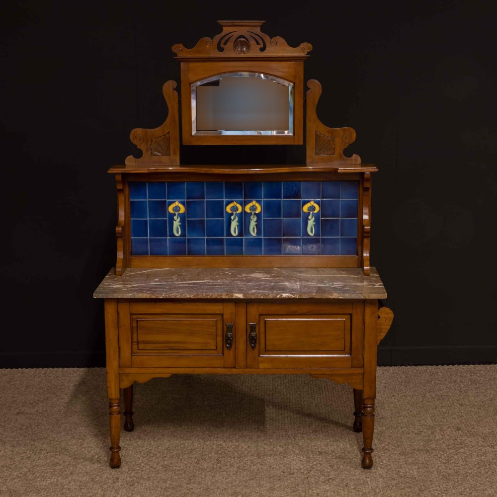 Art Nouveau Walnut Washstand