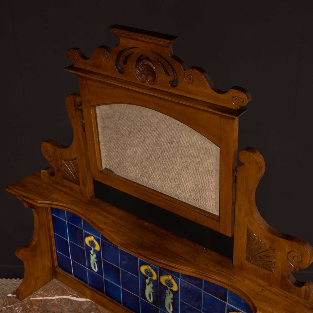 Art Nouveau Walnut Washstand View II
