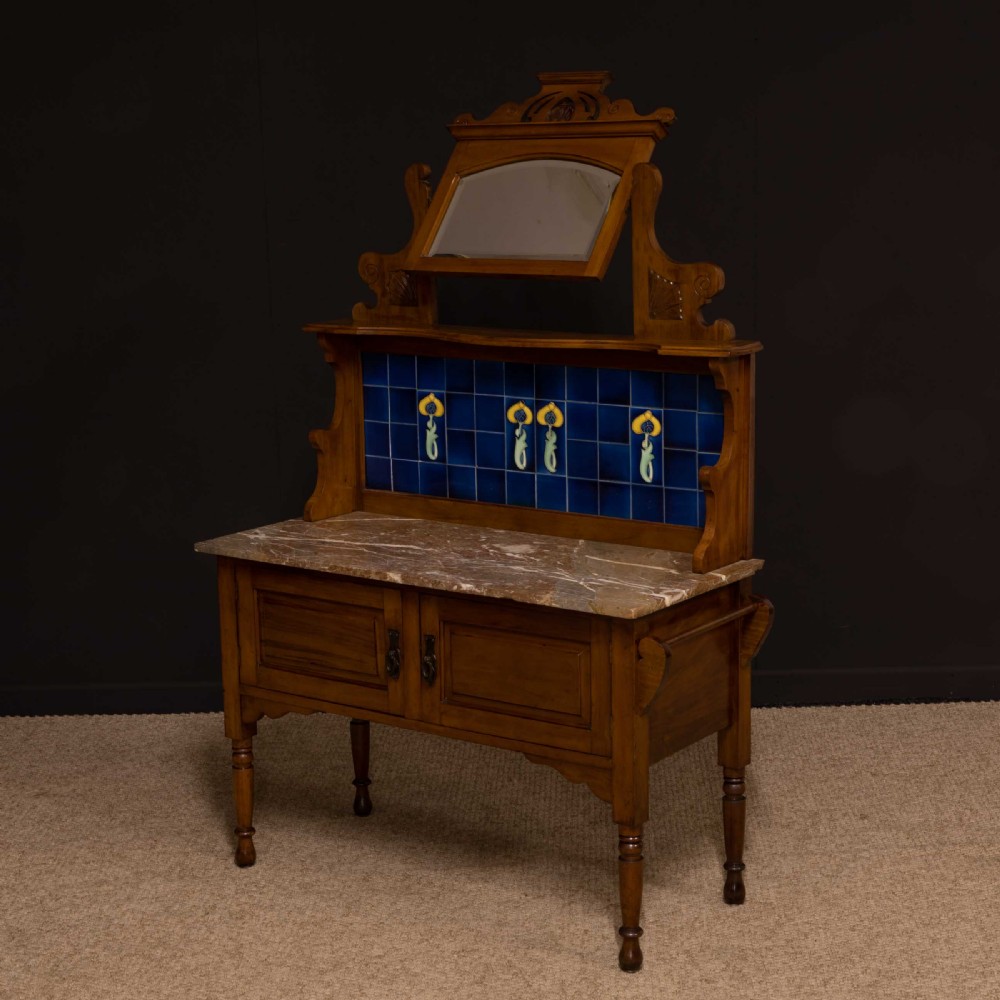 Art Nouveau Walnut Washstand View III