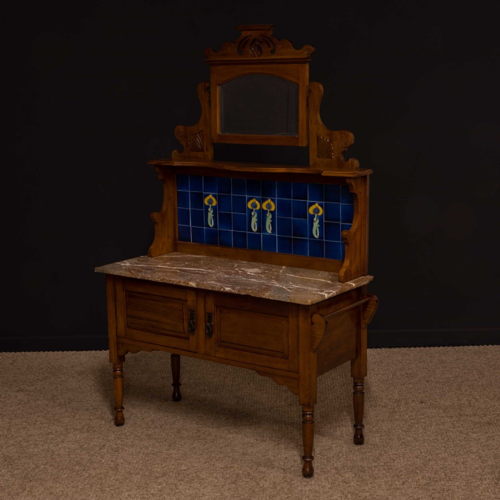 Art Nouveau Walnut Washstand View V