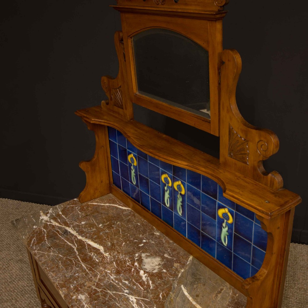 Art Nouveau Walnut Washstand View VII