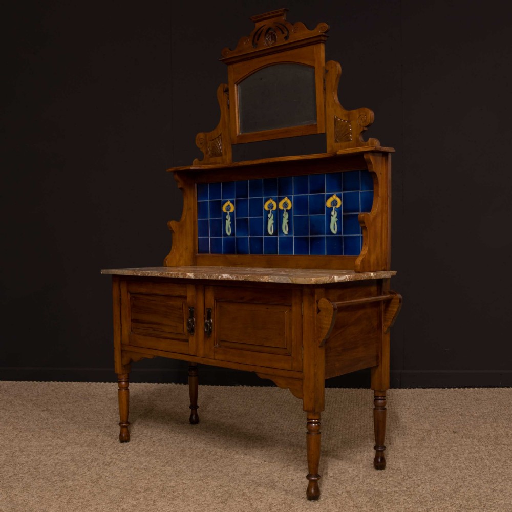 Art Nouveau Walnut Washstand View X