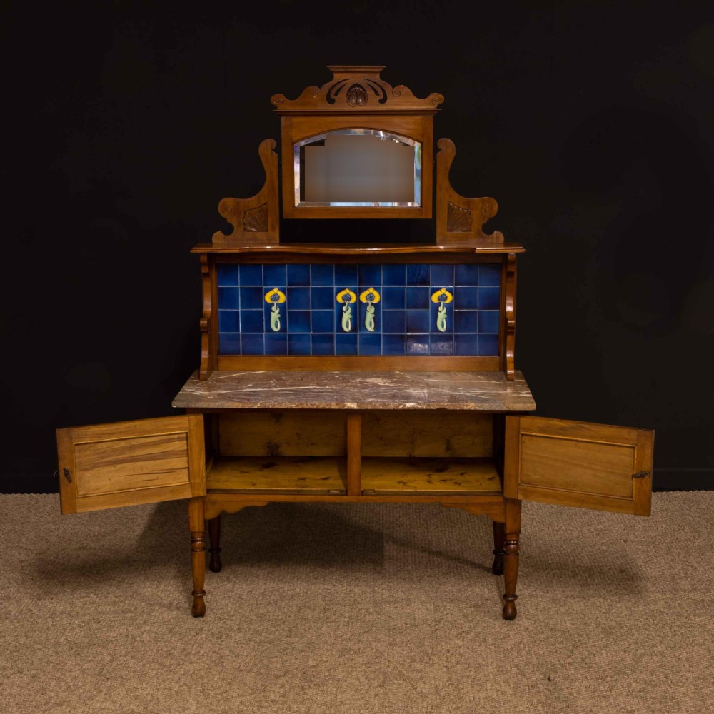 Art Nouveau Walnut Washstand View XI