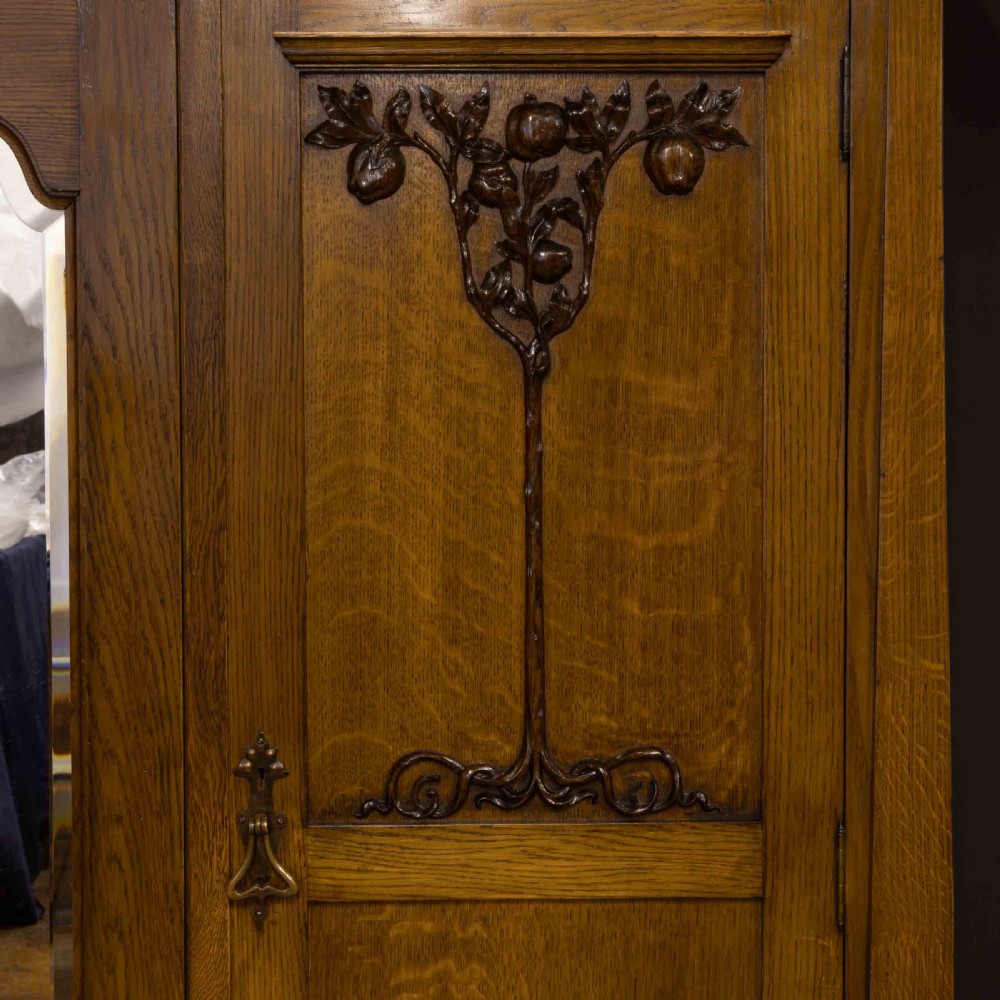Art Nouveau Oak Wardrobe View V