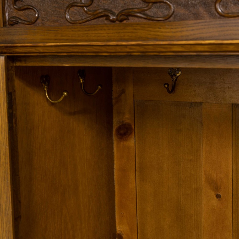 Art Nouveau Oak Wardrobe View XIV
