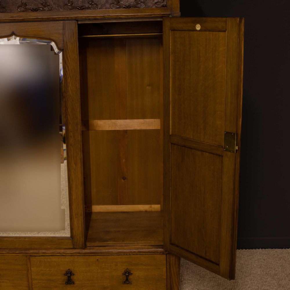 Art Nouveau Oak Wardrobe View XV