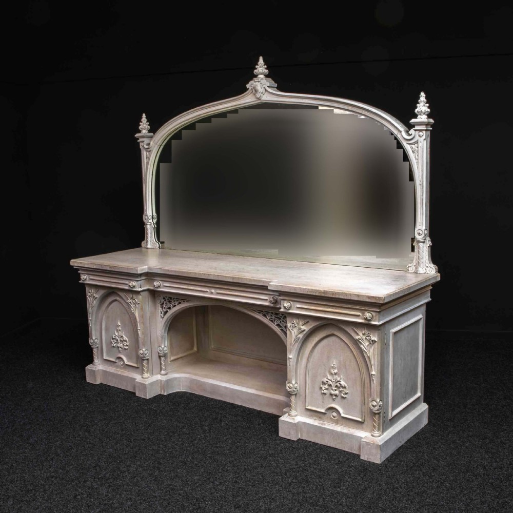 Victorian Gothic Style Limed Oak Sideboard