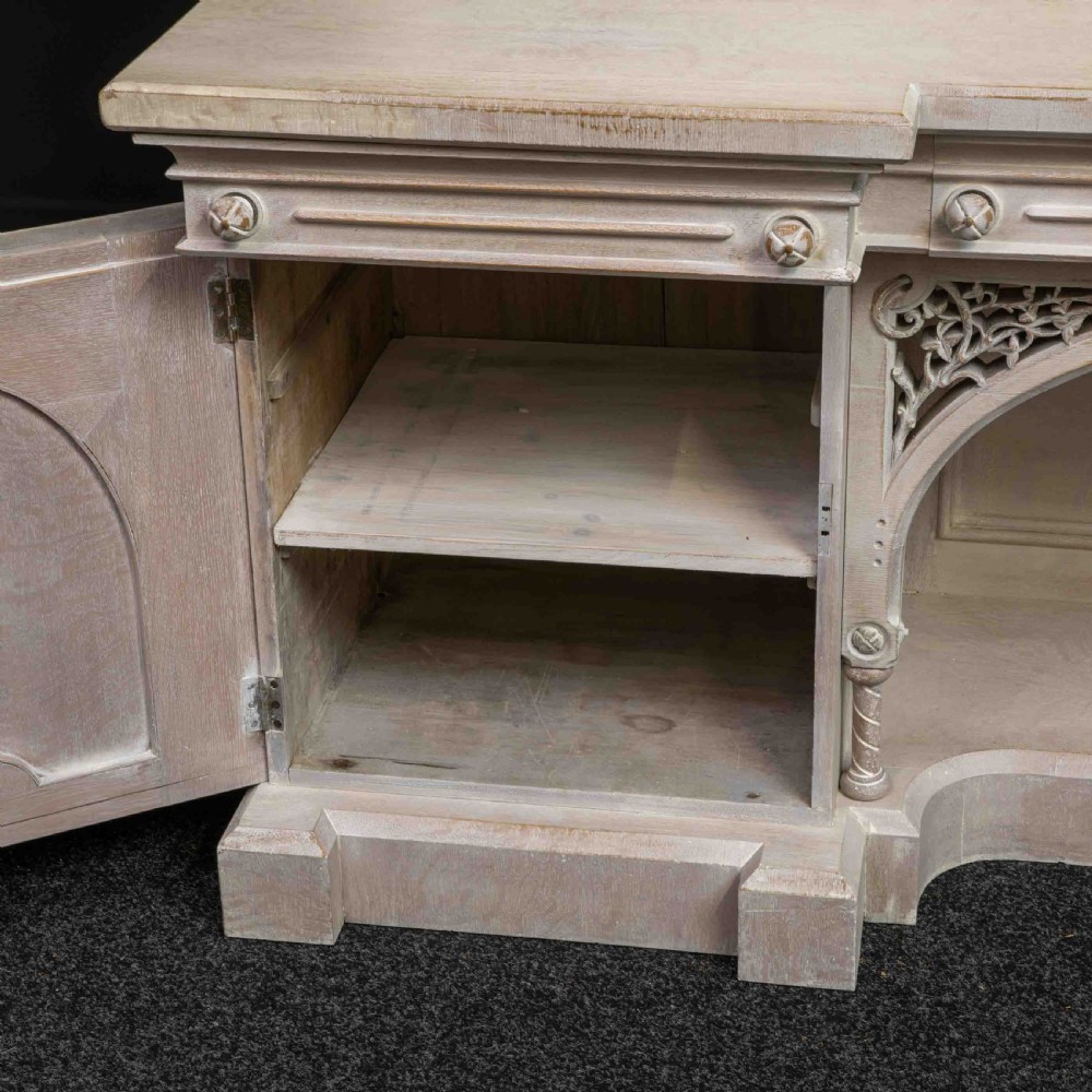 Victorian Gothic Style Limed Oak Sideboard View VI