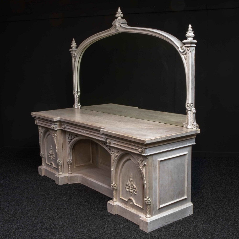 Victorian Gothic Style Limed Oak Sideboard View X