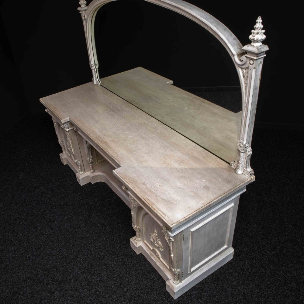 Victorian Gothic Style Limed Oak Sideboard View XI