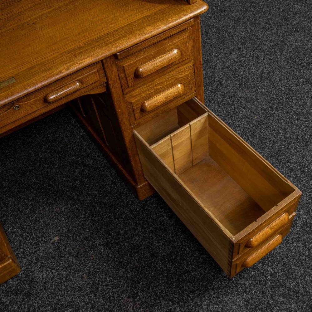 Edwardian Oak Roll Top Desk View V