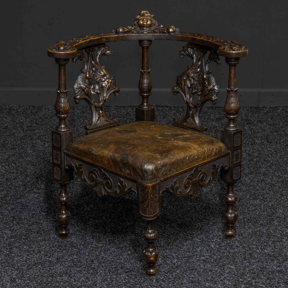 Victorian Carved Oak Corner Chair