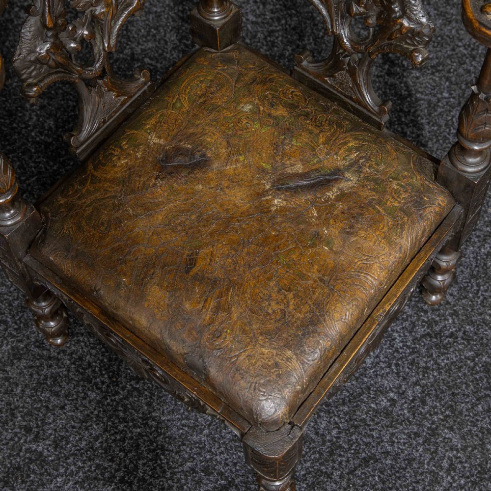 Victorian Carved Oak Corner Chair View II