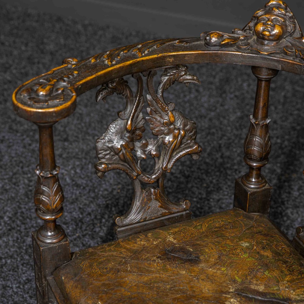 Victorian Carved Oak Corner Chair View VI