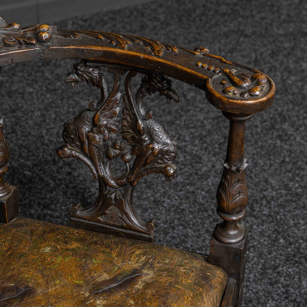 Victorian Carved Oak Corner Chair View VII