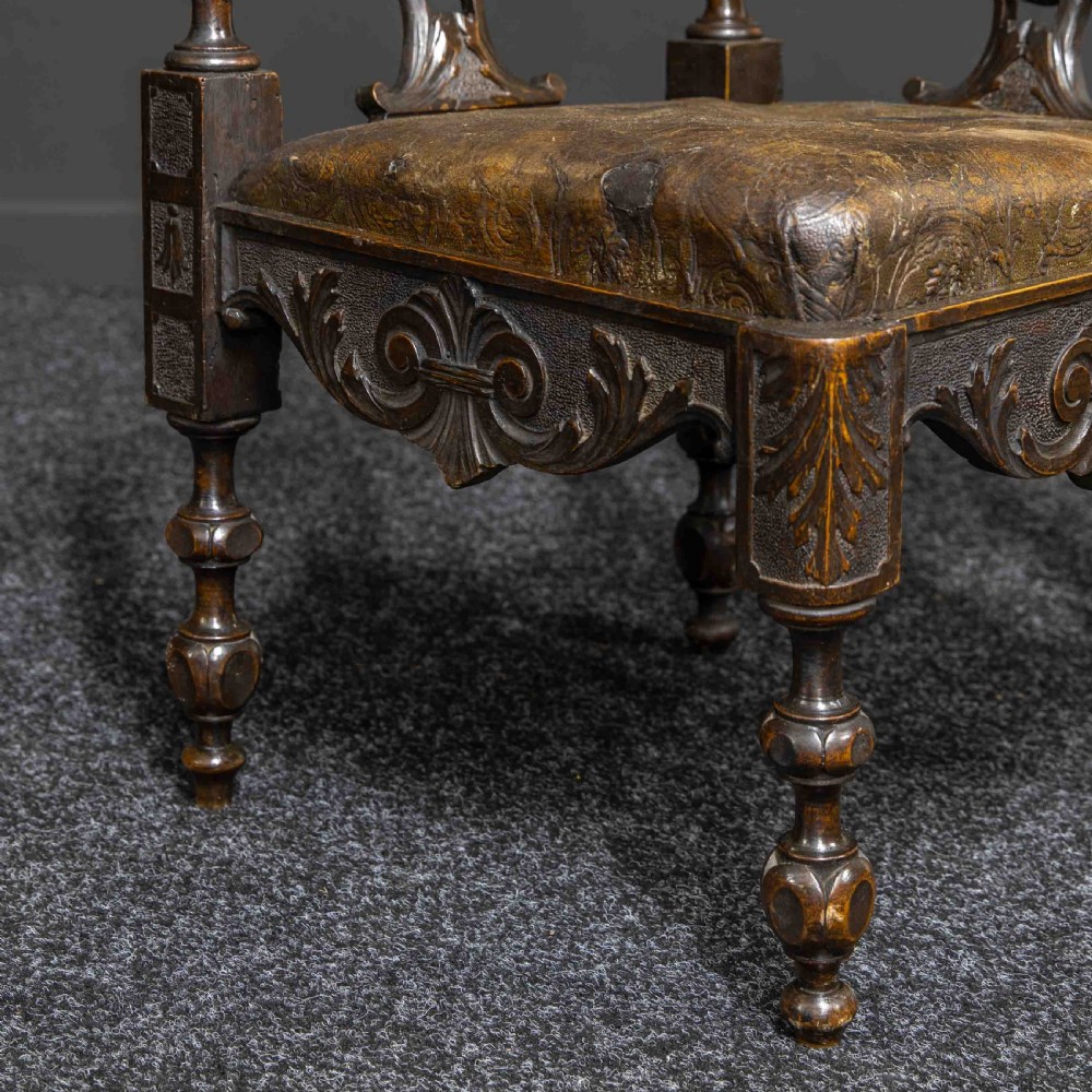Victorian Carved Oak Corner Chair View VIII